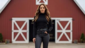 A brown haired woman in front of a red barn illustrating Second Chances Aren’t Always About Romance